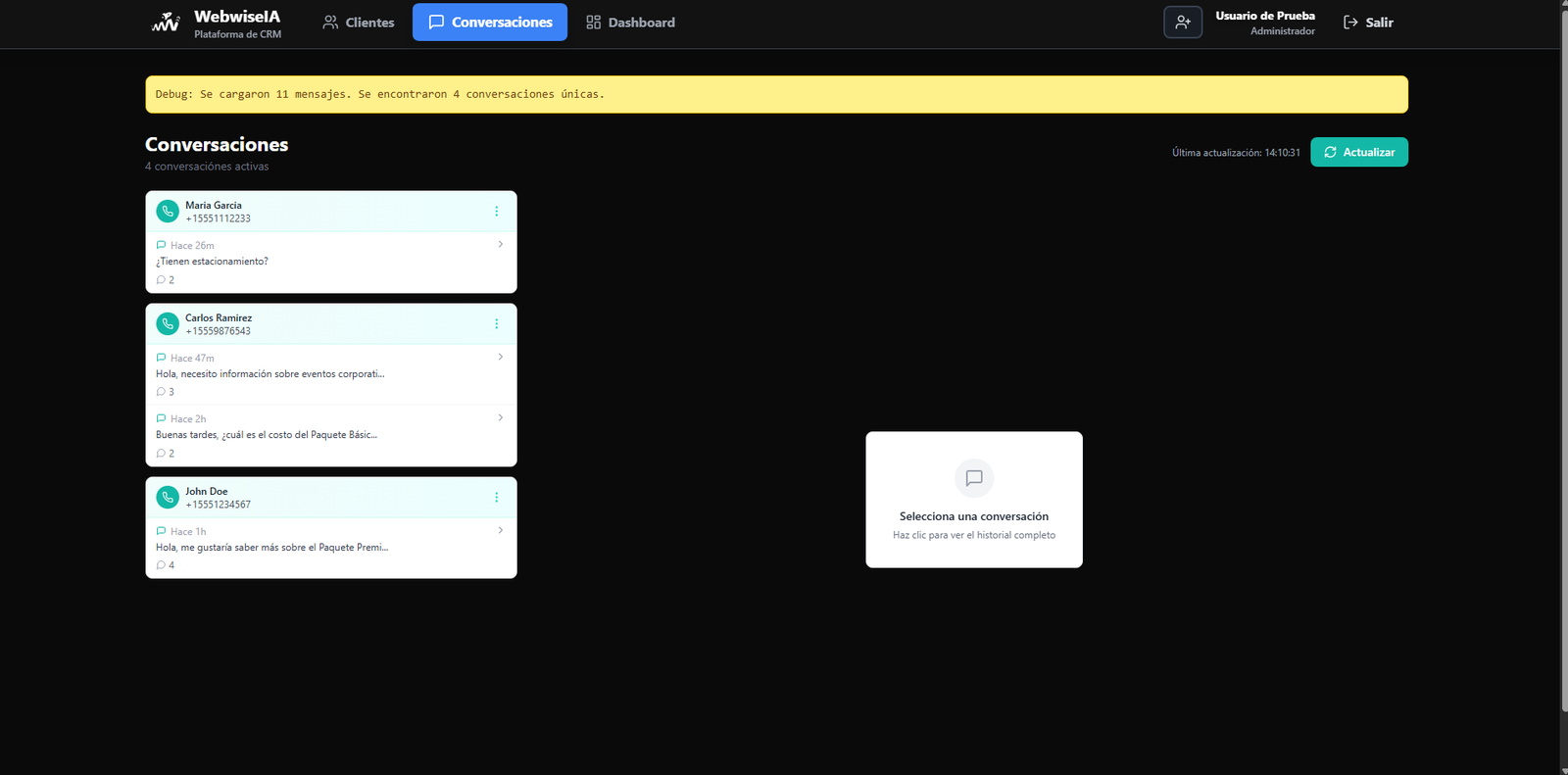 Captura del CRM 3